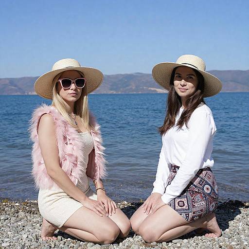 Relaxing Beach Scene with Two Women