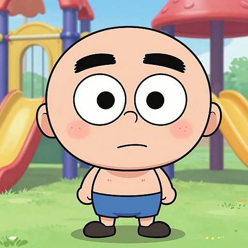 Whimsical Cartoon Character in Playground
