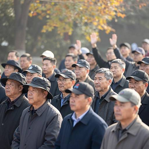 Crowded Outdoor Scene in Autumn
