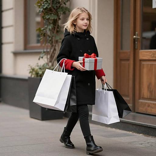 Young Girl Shopping with Gift Box