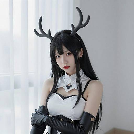 Cosplay Woman with Antler Headpiece