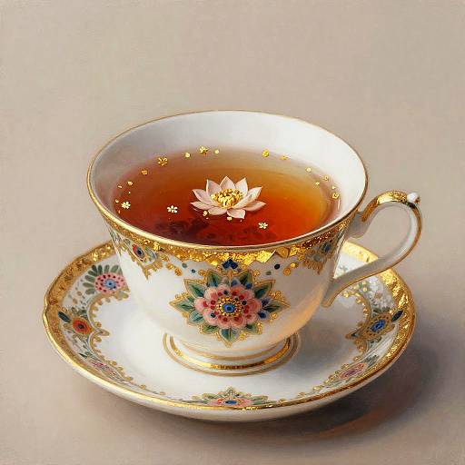 Kusama Inspired Victorian Teacup with Gold Leaf