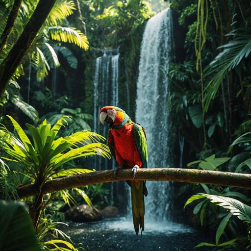 Vibrant Parrot in Tropical Explorer's Garb