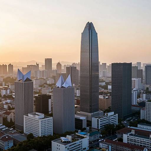 Origami City Awakening at Sunrise