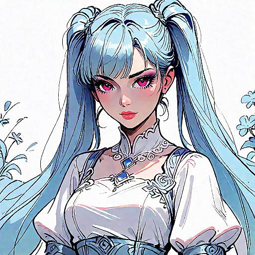 Anime Girl Sketch with Twin Tails