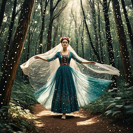 Ethereal Sylph Dancing in Enchanted Forest