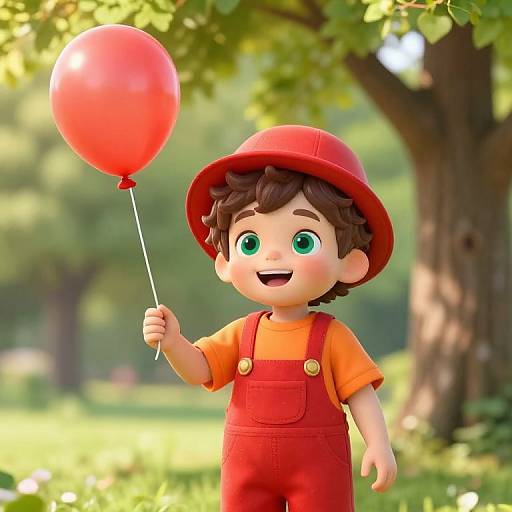 Playful Boy in Sunny Park