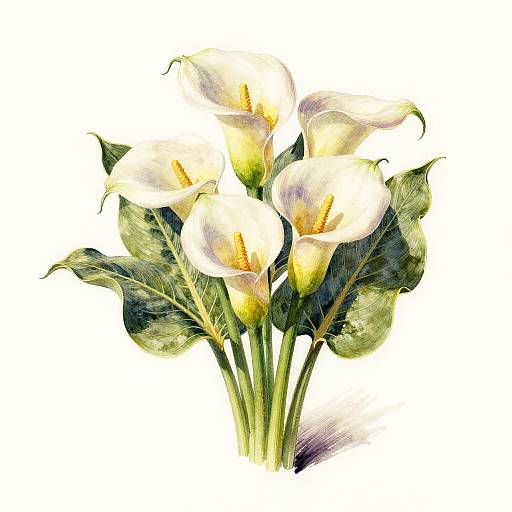 Victorian Vintage Calla Lily Watercolor