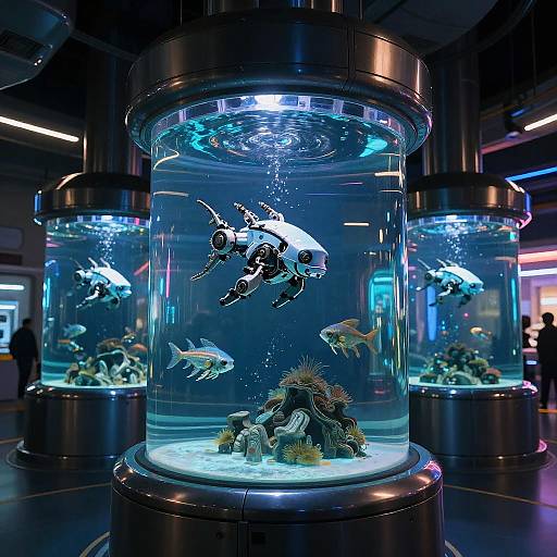 Futuristic Cyberpunk Robotic Aquarium
