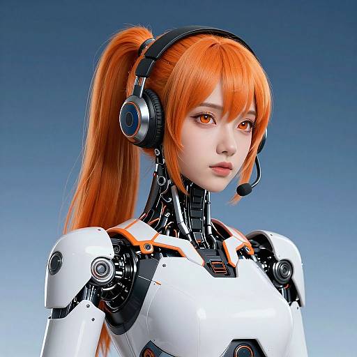 Close-Up Female Orange-Haired Android