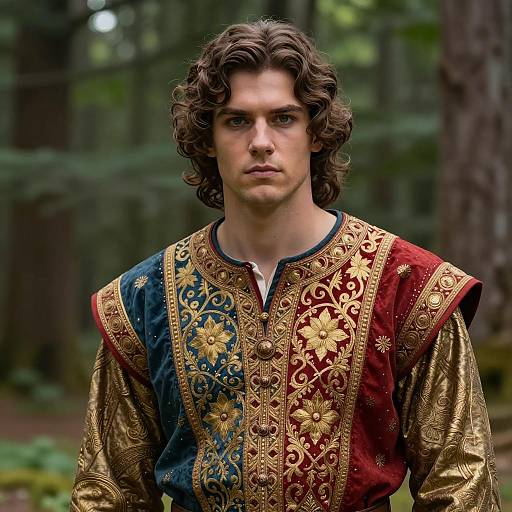 Young Man in Ornate Medieval Fantasy Tunic