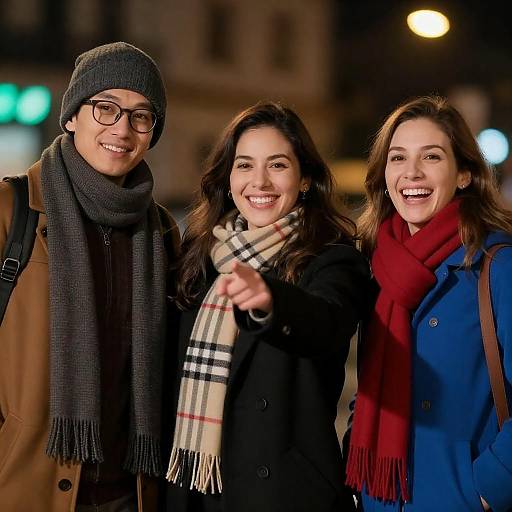 Smiling Friends on a Winter Night