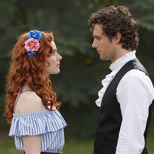 Romantic Profile View of Two Characters