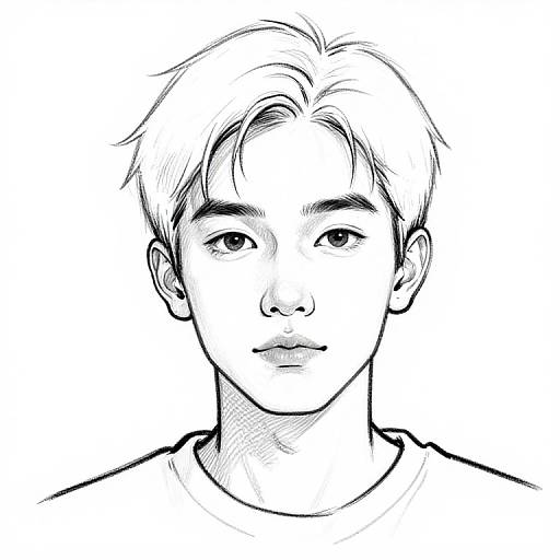 Expressive Black and White Portrait Outline