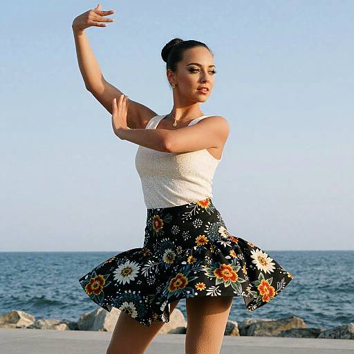 Svelte Woman at Seaside Cultural Dance