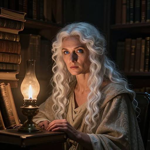 Enigmatic Mystic in Ancient Library