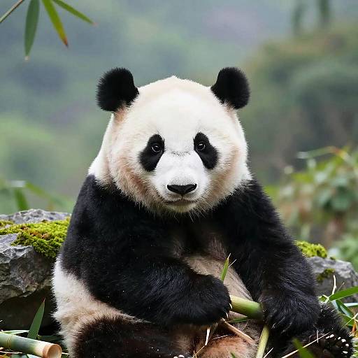 Charming Baby Panda in Misty Valley
