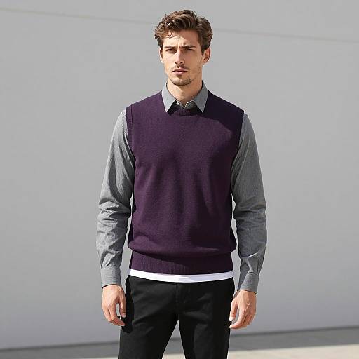 Young Man in Purple Sweater Vest