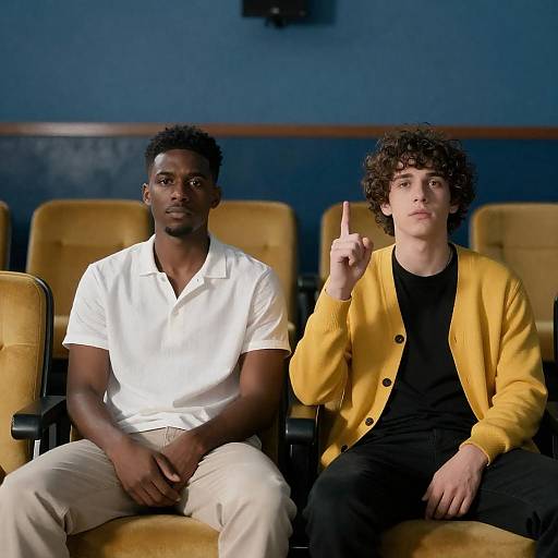 Two Young Men in Movie Theater