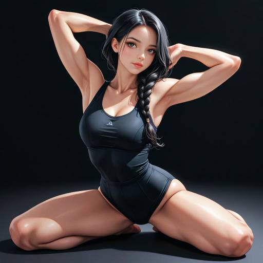 Muscular Figure in Athletic Wear Stretching