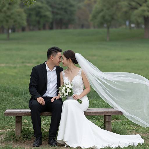 Newlywed Couple in Serene Park