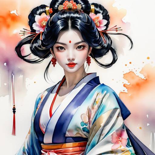 Elegant Geisha in Traditional Kimono
