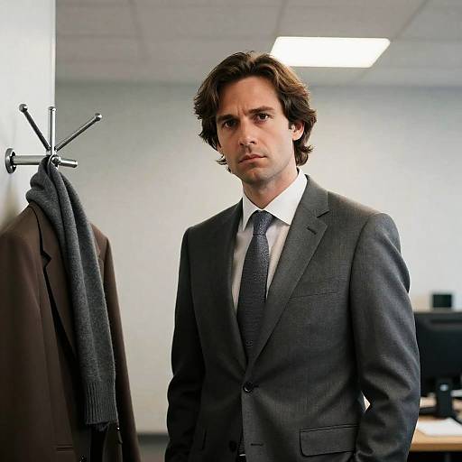 Serious Man in Suit in Office Setting
