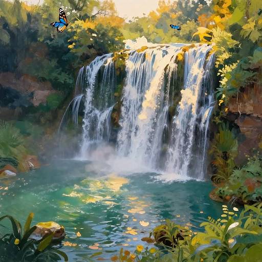 Impressionist Aerial Waterfall Serenity