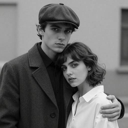 Romantic Black-and-White Couple Portrait
