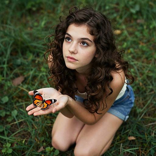 Romantic Teenage Girl with Butterfly