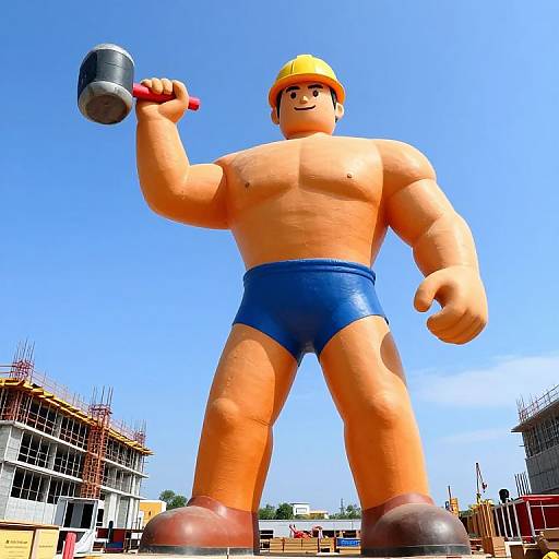 Giant Construction Worker Statue