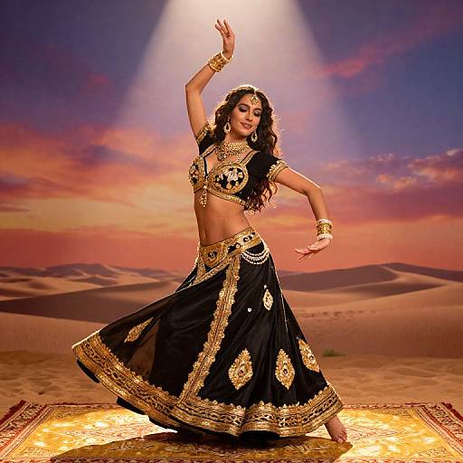 Vibrant Belly Dancer in Desert