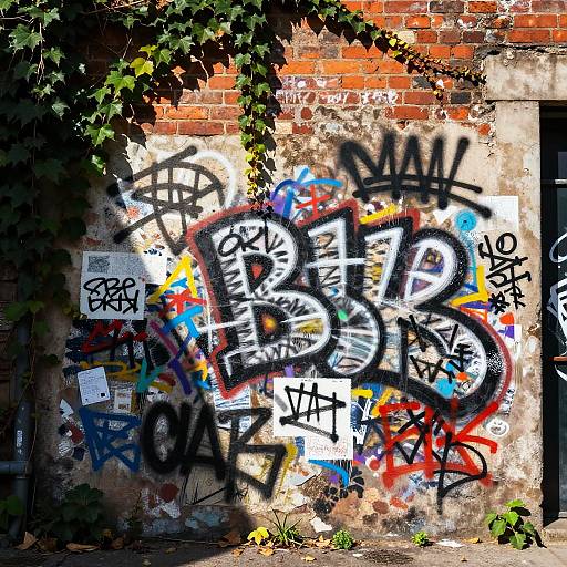 Urban Vandalized Brick Wall Art