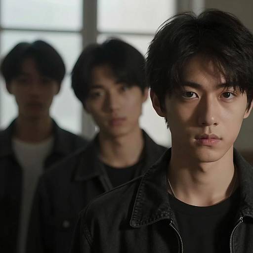 Intense Gaze of Three Young Men