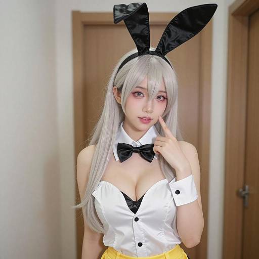 Young Woman in Bunny Ears Outfit