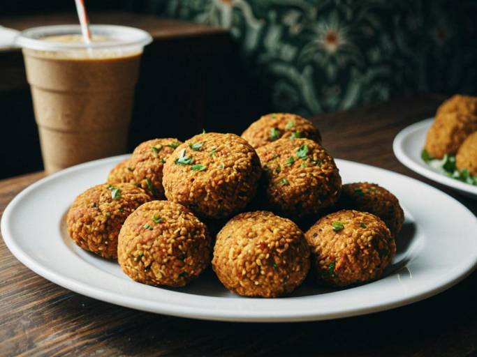 Vibrant Falafel Platter Wallpaper Design