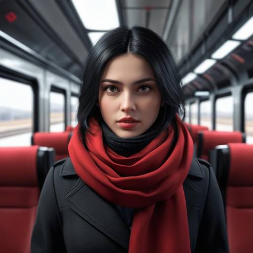 Realistic Solo Girl on Train Interior