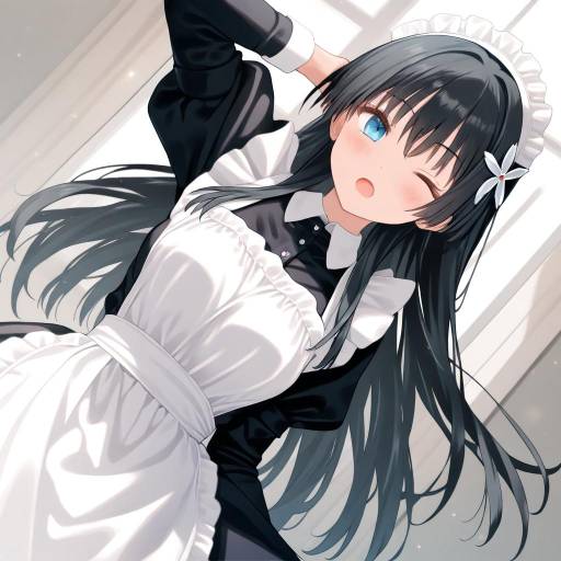 Charming Maid with Blushing Expression