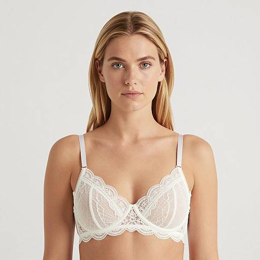Elegant Blonde Woman in Lace Bra