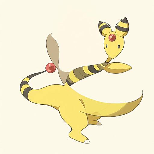 Illustration of Ampharos, pokemon in the style of Tsukumo (soar99)