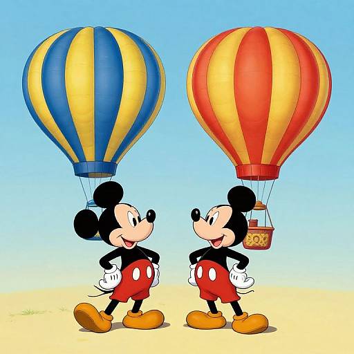 Vintage Disney Characters with Hot Air Balloons