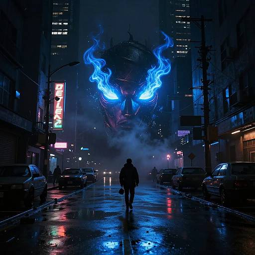 Cyberpunk Blue Fire Eyes Glow