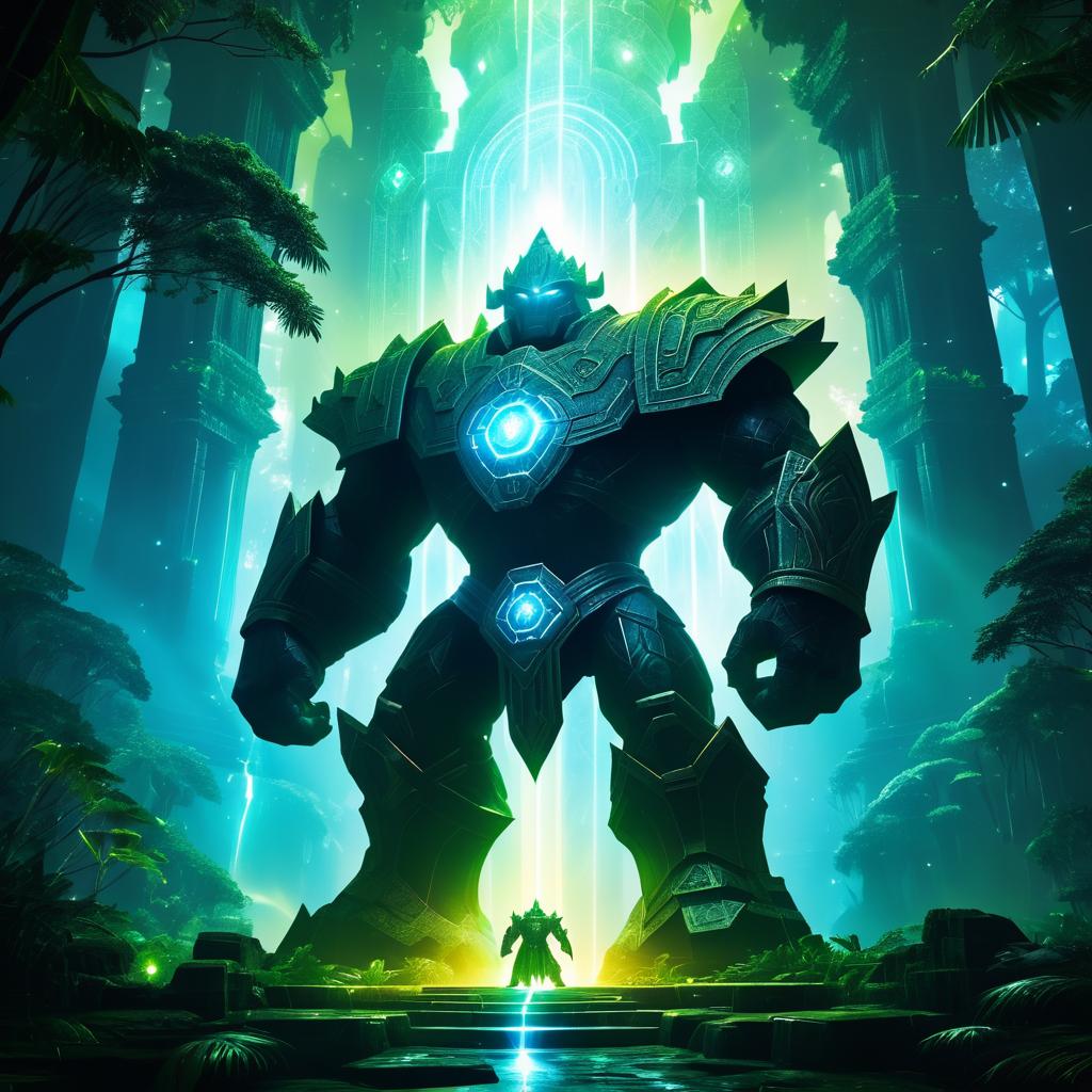 Colossal Golem in Ancient Temple Jungle