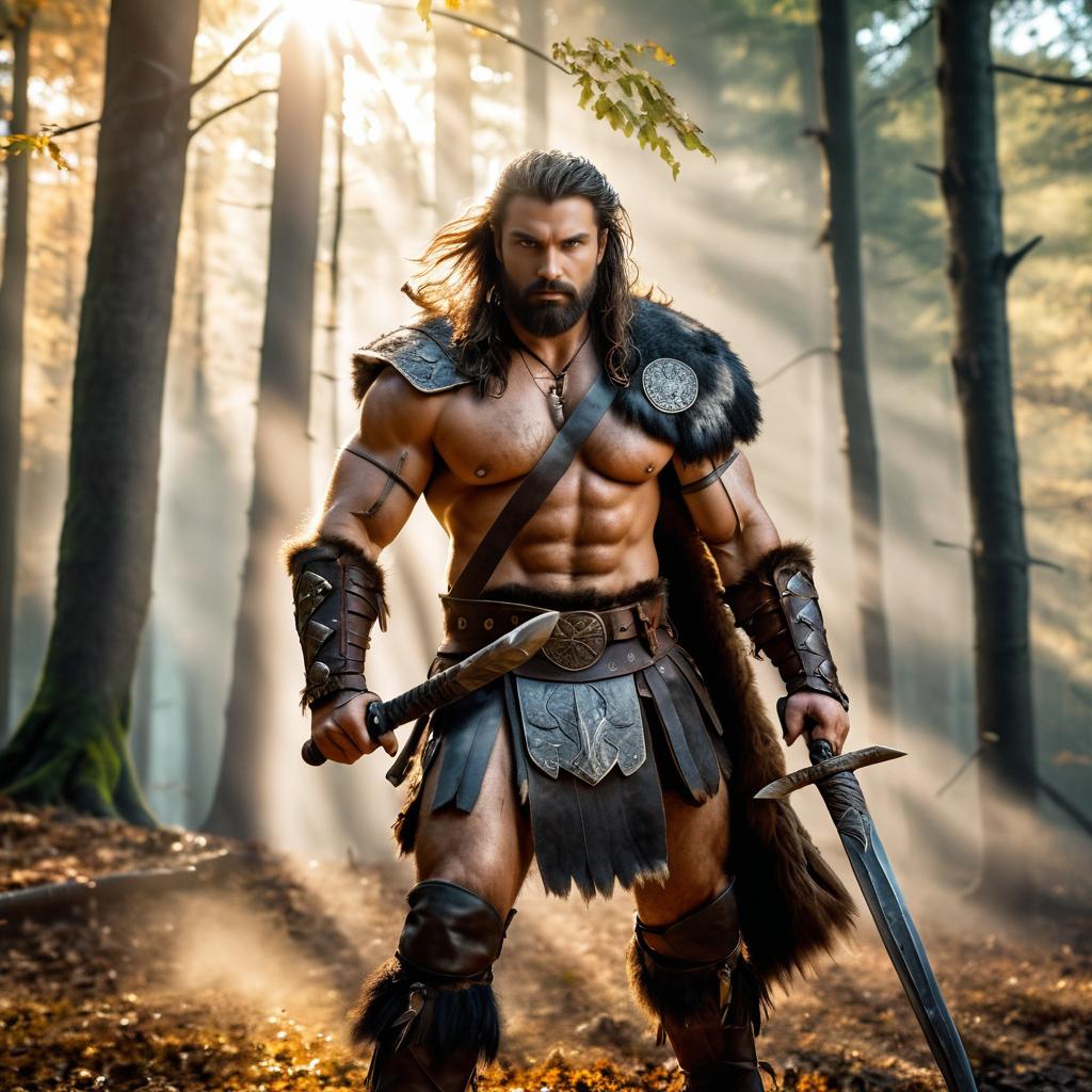 Fierce Barbarian in Enchanted Forest