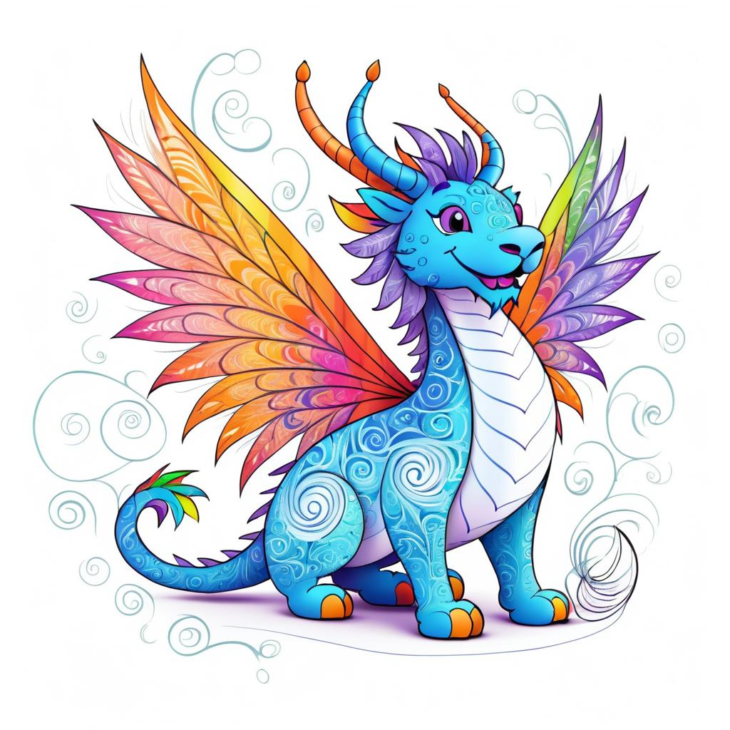 Whimsical Dragon with Butterfly Wings