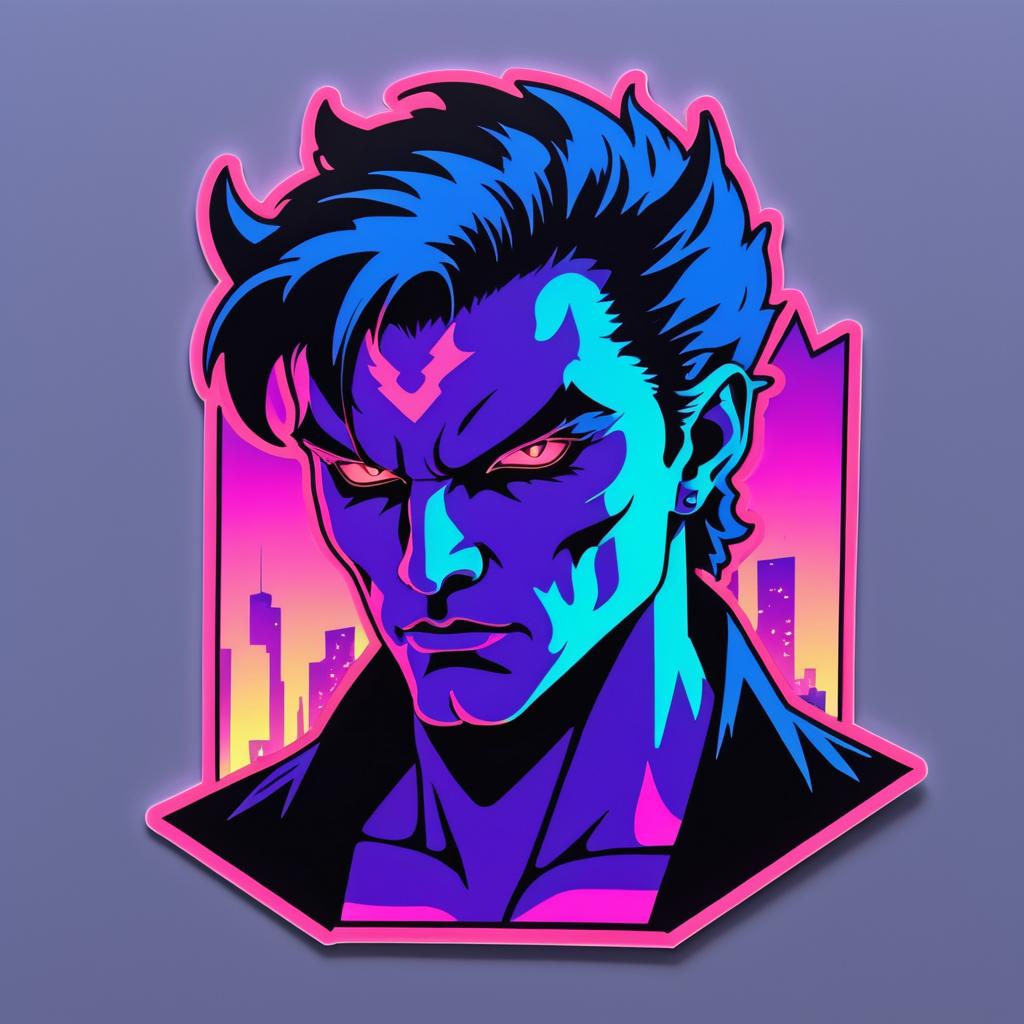 Vaporwave Male Demon in Dystopian City