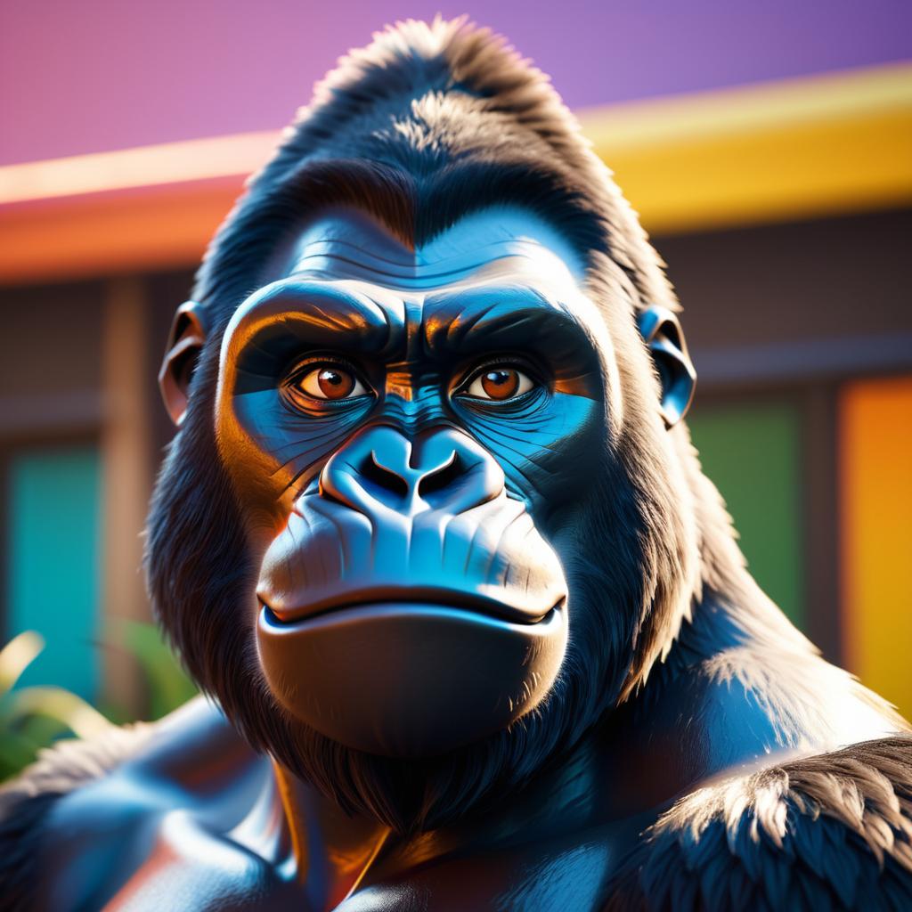 Charming Cartoon Gorilla Face Design