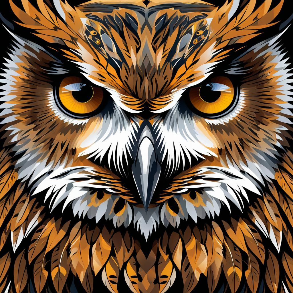 Expressive Owl in Detailed Vector Art