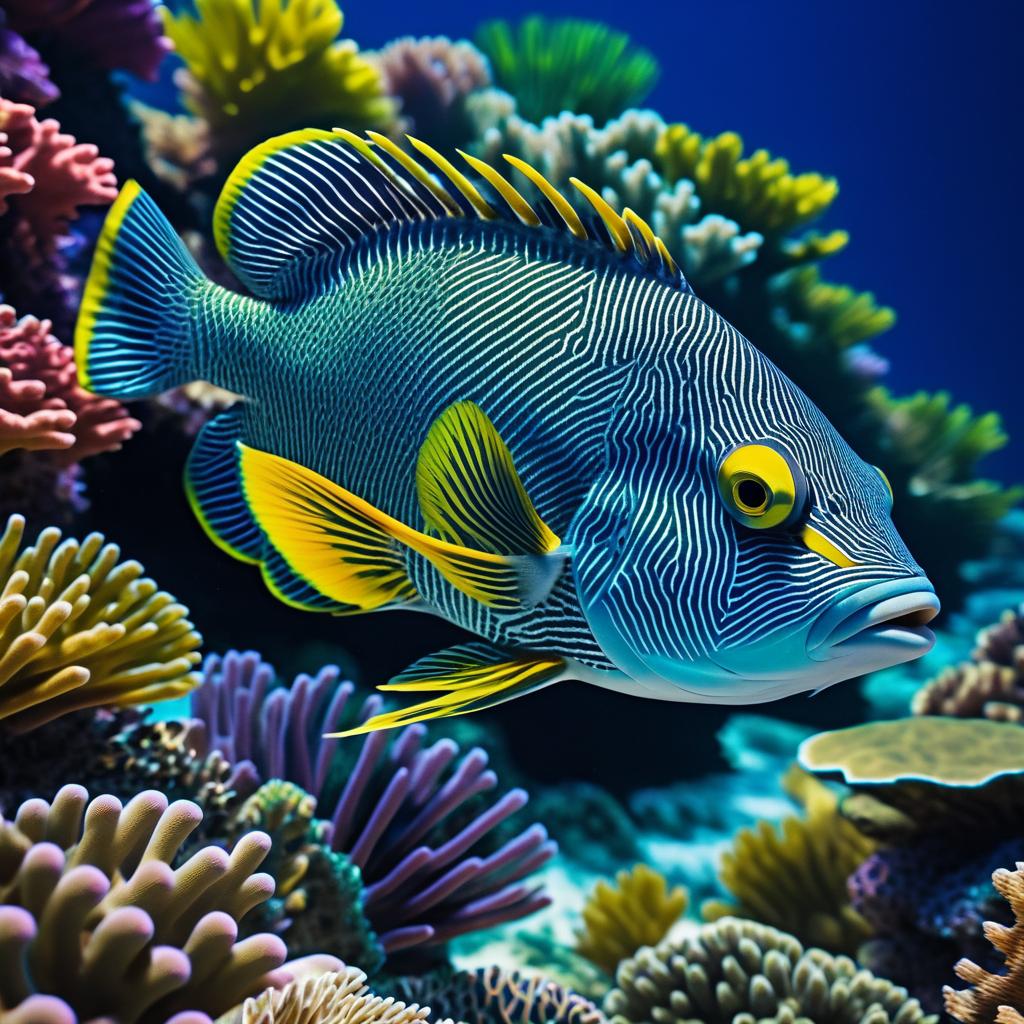 Ultra-Realistic Cabezon Fish in Coral