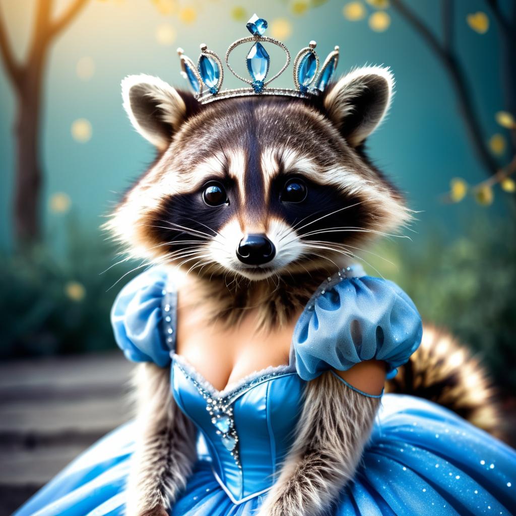 Whimsical Raccoon as Cinderella Portrait